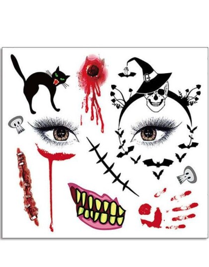 Ark med Forskjellige Halloween Tatoveringer Fake Tattoo