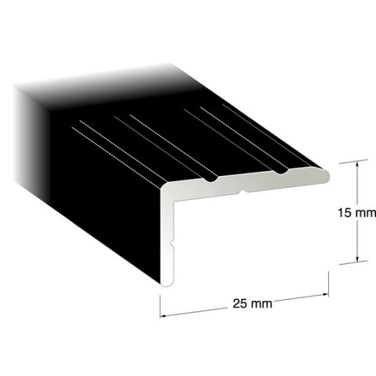 Lundbergs Trappenese Trinnbeskytter Aluminium H: 15mm B: 25mm L: 2000mm Nr 34 Foliert