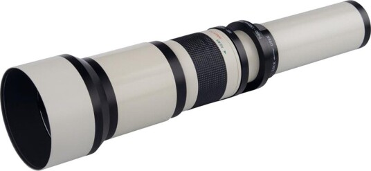 DÖRR telezoomobjektiv 650–1300 mm, T2-fatning, Ø105 mm – hvit