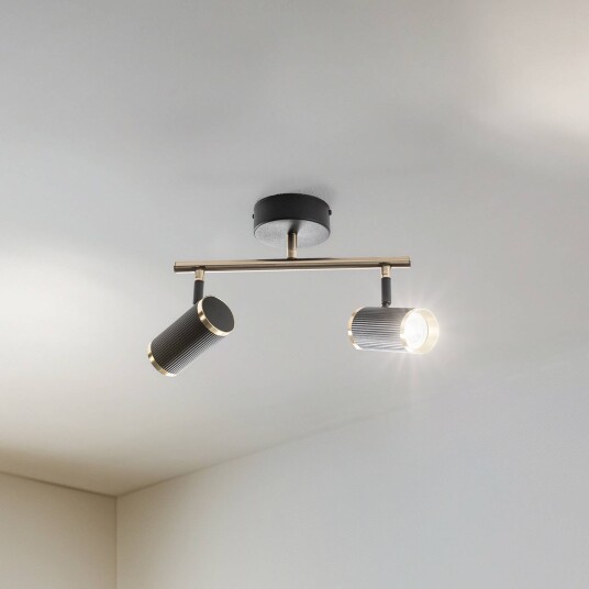 Lucea Lumen downlight 2 lyskilder svart/messing høyde 22 cm jern