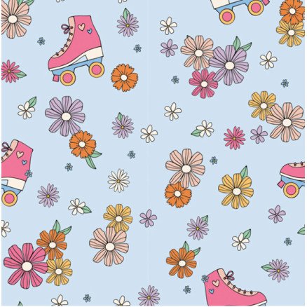 Balsløw Bomullsjersey Print Stoff 150cm 002 Rulleskøyter 50cm