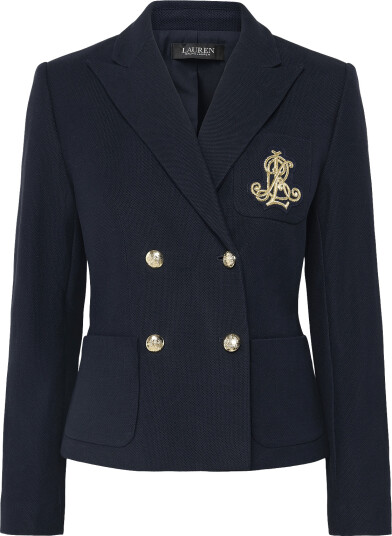 Lauren Ralph Lauren Double Breasted Stretch Piqué Blazer Navy 32