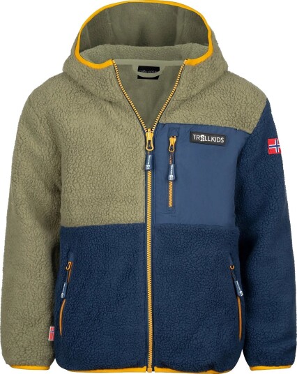TrollKids Kids Aurlandsfjord Jacket MOSS/MYSTIC BLUE/GOLDEN YELLOW 116