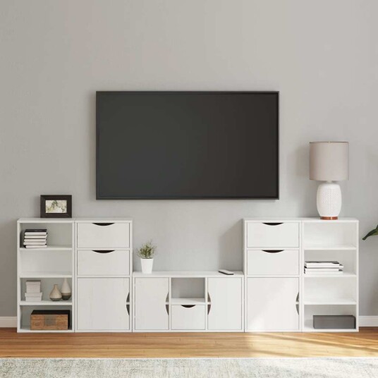 TV enheter med oppbevaring 5 delers ODDA hvit heltre furu TV enheter med oppbevaring 5 delers ODDA hvit heltre furu