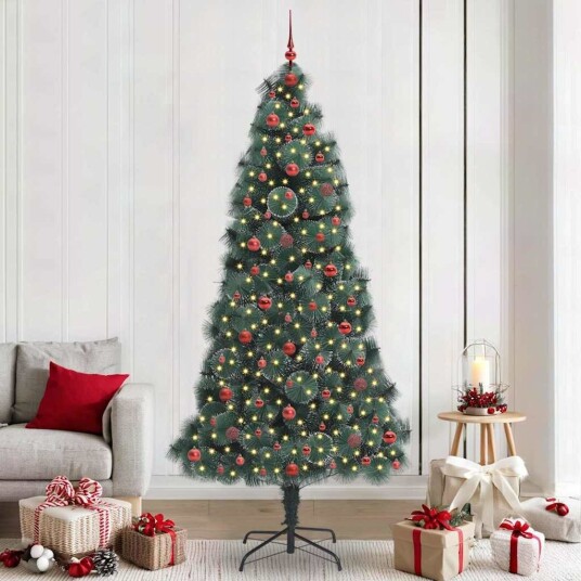 Kunstig Forhåndsbelyst Juletre med Kule Sett grønn 240 cm PET Kunstig Forhåndsbelyst Juletre med Kule Sett grønn 240 cm PET