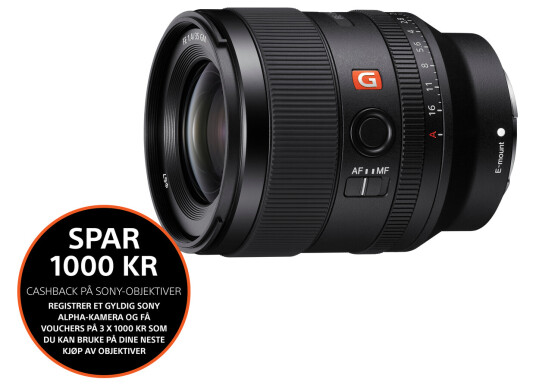 Sony FE 35mm f/1.4 GM Vidvinkelobjektiv for Fullformat med Autofokus Sony FE 35mm f/1.4 GM Vidvinkelobjektiv for Fullformat med Autofokus