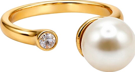 IOAKU   Ring Linear Pearl Luxe Ring 7 Gold   Gull
