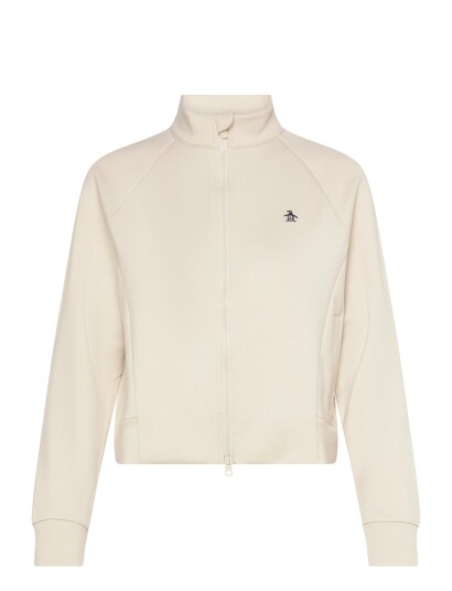 Original Penguin Golf Full Zip Textured Knit Jacket   Cream   L
