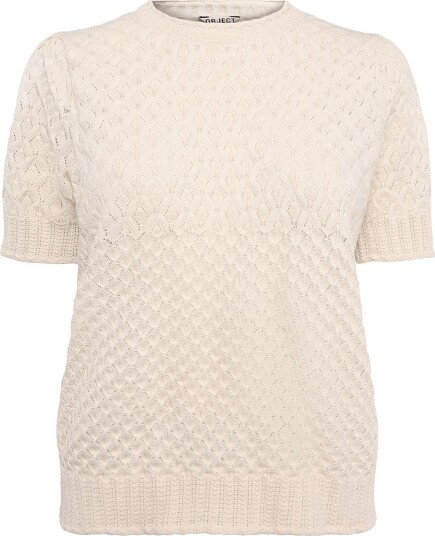 Object Objnoa S/S Re Knit Pullover Noos Cream XS