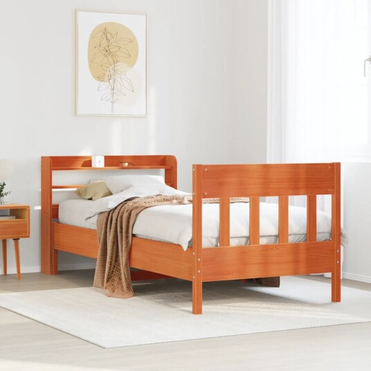 Sengeramme uten madrass voksbrun 90x190 cm heltre furu 3307028