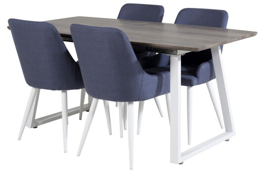 Venture Home Inca Spisegruppe Forlengningsbar 160 cm Rektangulær med 4 Plaza Stoler Blå