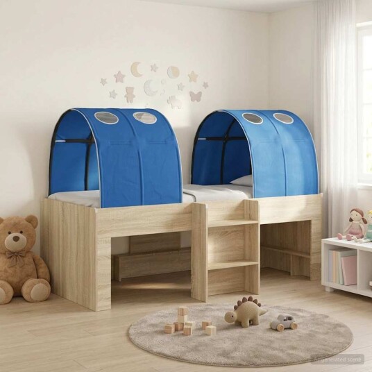 Seng med tunnel 4 pcs Sonoma eik og blå Konstruert tre Seng med tunnel 4 pcs Sonoma eik og blå Konstruert tre