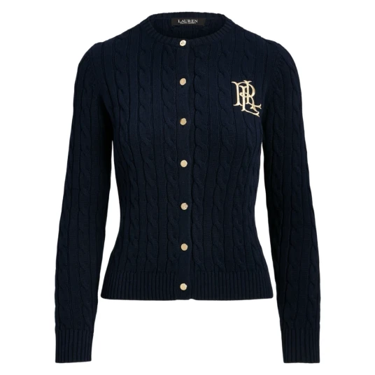 Lauren Ralph Lauren Cable-Knit Cotton Cardigan - Navy - XS