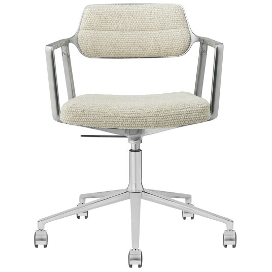 Vipp 453+ Svingstol Med Hjul Polert Aluminium / Wavy Off white Vipp 453+ Svingstol Med Hjul Polert Aluminium / Wavy Off white