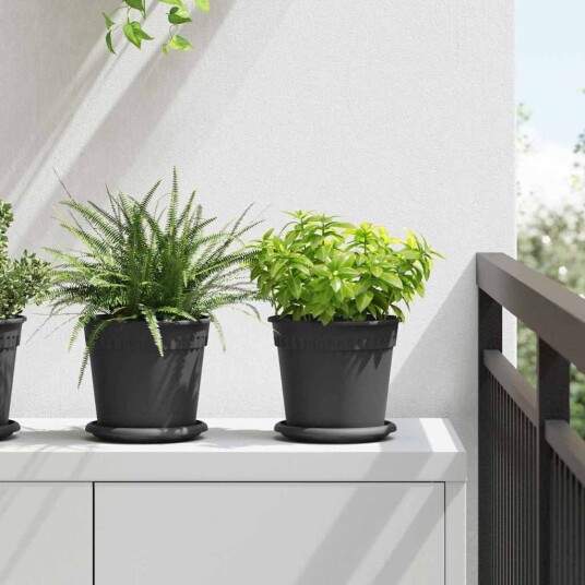 vidaXL Rund Blomsterpotte 24 pcs Svart Ø 17 x 14 cm Plast