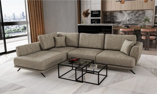 Seksjon Eltap Larde 286x191x90 cm Leve 18 Beige Venstre