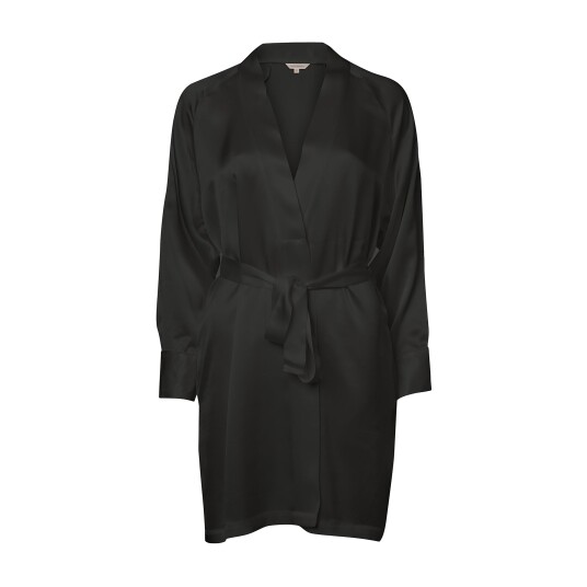 Lady Avenue Pure Silk Kimono , Black-Xs XS