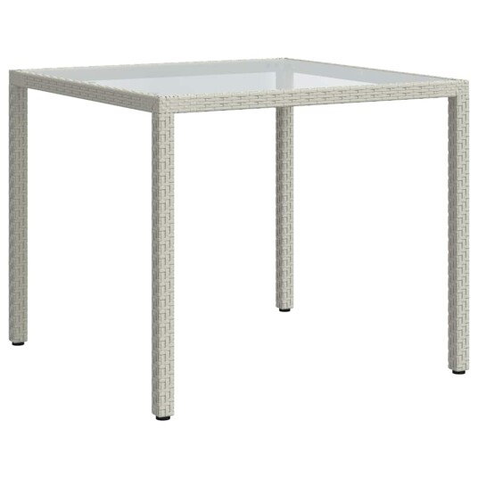 vidaXL Hagebord 90x90x75 cm herdet glass og polyrotting hvit