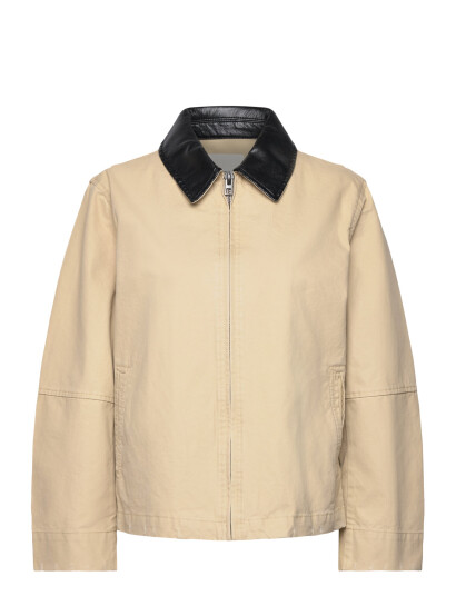 Mango Cotton Jacket With Contrasting Collar - Beige - S Mango Cotton Jacket With Contrasting Collar - Beige - S