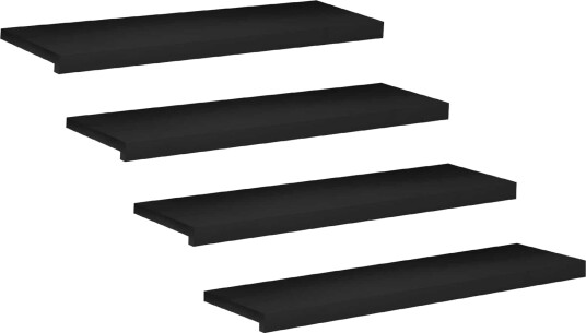 vidaXL Trappetrinn 4 stk. 90 x 25 x 2 cm Svart Massiv bøketre