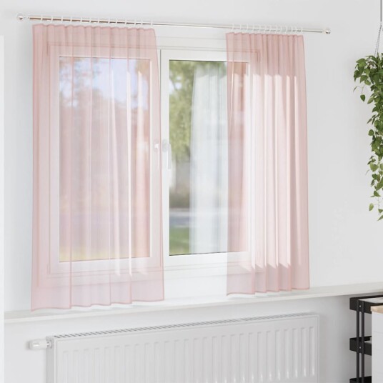 Voilegardiner med hemper 2 stk lyserosa 140x140 cm 8721158552921