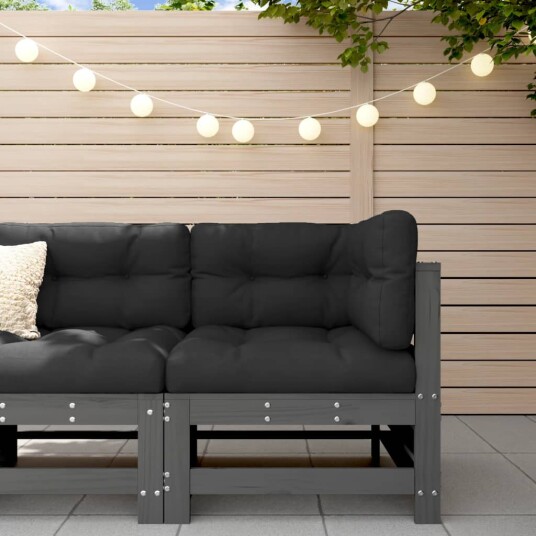  Utendørs hjørnesofa grå heltre furu 825606