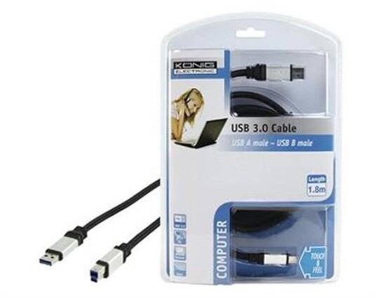 USB Kabel -  A Hann Til B Hann - Vanlig USB til liten USB 1,8 m