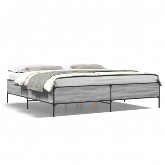  Sengeramme grå sonoma 180x200 cm konstruert tre og metall 8721102609756