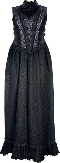 Sinister Gothic   Goth Lang kjole   Long Gothic DresS til XXL   Damer   svart lilla