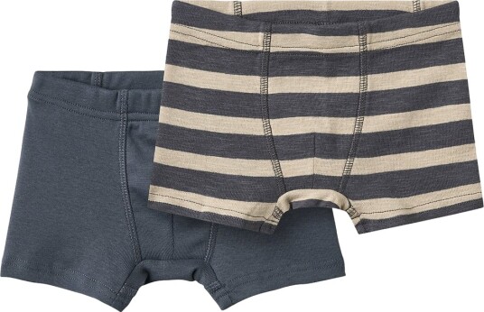 Wheat Boxershorts 2 pack Louis Greyblue Stripe Wheat 5 år (110) Boxershorts Beige Blå Grå Svart