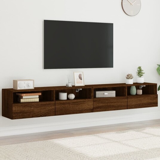 vidaXL Vegghengte TV-benker 2 stk brun eik 100x30x30 cm konstruert tre 8721012254794