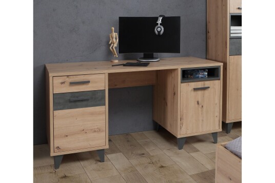 Skrivebord Sapes 150 cm Brun/Grå