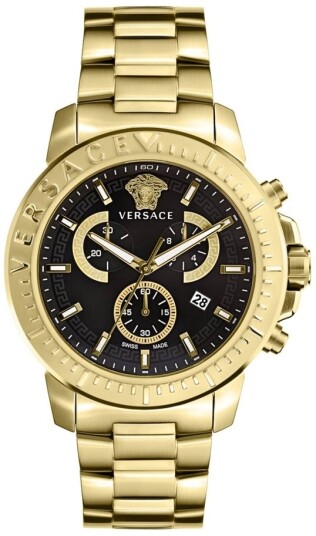 Versace Herreklokke VE2E00921 V Chrono Sort/Gulltonet stål Ø45 mm