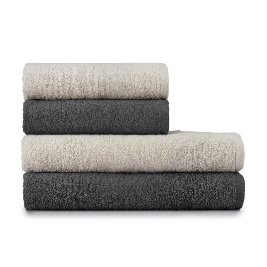 Heihus Fluffy Mix Håndklepakke Varm Beige / Mørk grå 4-pakning 2XL+2L