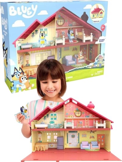 Bluey Familiehjem lekesett Pack & Go lekehus med møbler og Bluey-figur Bluey Familiehjem lekesett Pack & Go lekehus med møbler og Bluey-figur