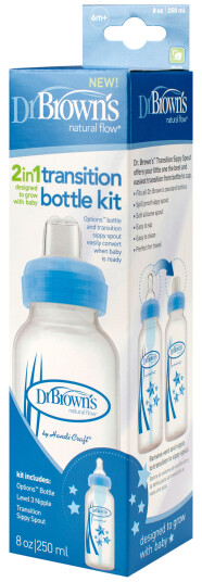 Dr Brun s 2in1 Transition Flaskesett 250 ml blå Dr Brun s 2in1 Transition Flaskesett 250 ml blå