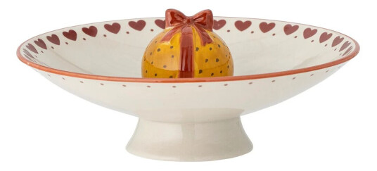 Bloomingville Jolly serveringsskål på fot Ø 24 cm Hvit-rød