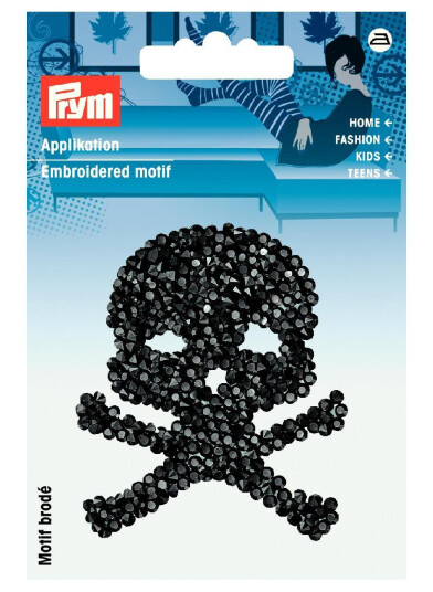 Prym 926629 Applique Skull Black 6x5 cm