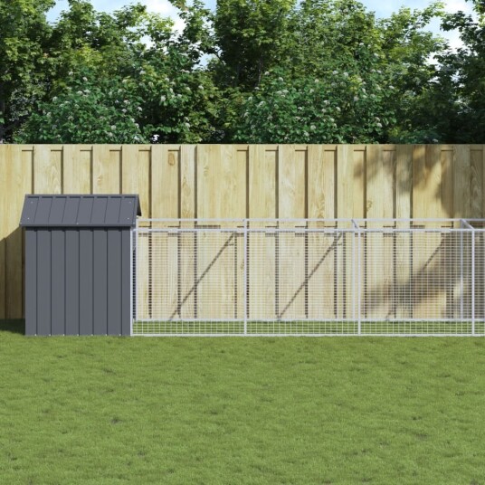 Vidaxl Hundehus Med Tak Antrasitt 117X609X123 cm Galvanisert Stål