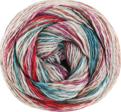 Lana Grossa Gomitolo California Garn 3048 Sølv/Mørkegrå/Petrol/Rustrød/Fuchsia/Mørkegrå