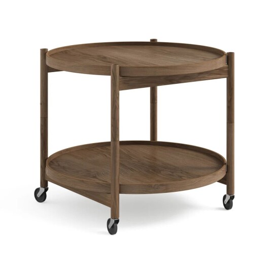 Brdr. Krüger Bølling Tray Table model 60 rullebord eik røkt, røykoljet eikestativ