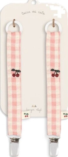 Konges Sløjd 2 Pack Pacifier Strap Powder Pink Check