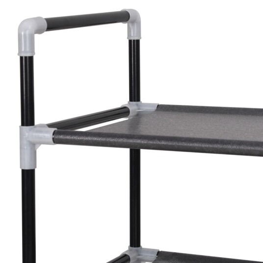 vidaXL Skostativ med 4 hyller metall og ikke-vevet stoff svart vidaXL Skostativ med 4 hyller metall og ikke-vevet stoff svart