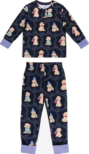 Chelsea Peers Kids" Chip Christmas Long Pyjama Set NAVY 1-2