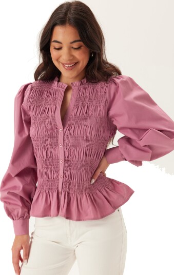 Bubbleroom V neck Cotton Smock Blouse