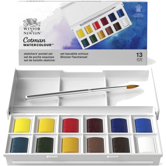 Winsor & Newton Cotman Akvarellmaling Sketchers Pocket Box 12 ½  koppar
