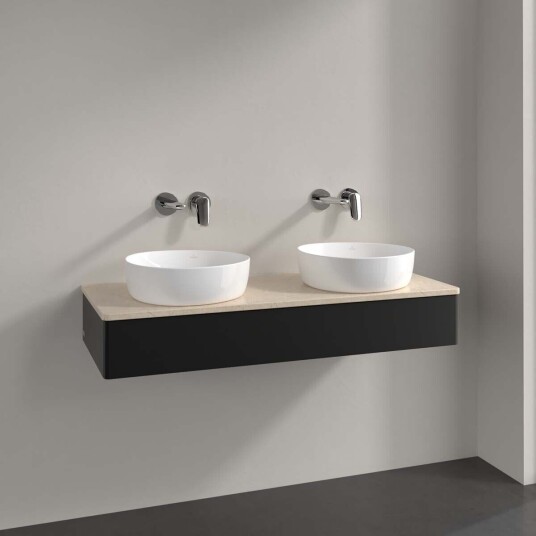 Villeroy & Boch  Antao Servantskap med 1 skuff 120x50x19 cm m/lys Sort Matt/Crème
