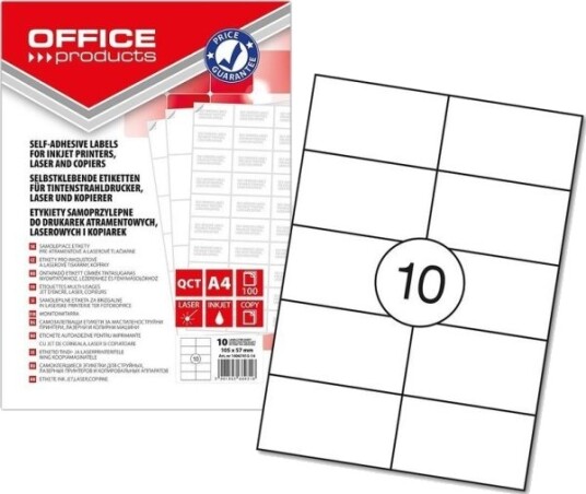 Office Products Etiketter Office Products A4 105X57 Mm Hvite 100
