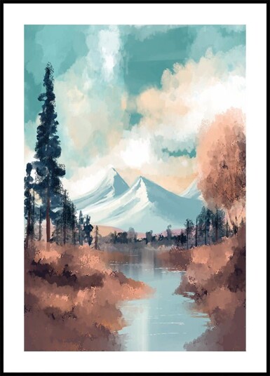 River in a Mountain Valley Plakat Plakat / 70x100cm