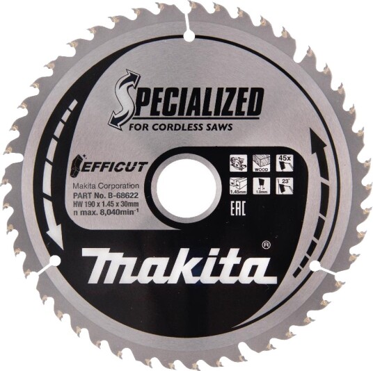 Makita Efficut Sirkelsagblad 190 mm 45T for Tre og Metall Makita Efficut Sirkelsagblad 190 mm 45T for Tre og Metall